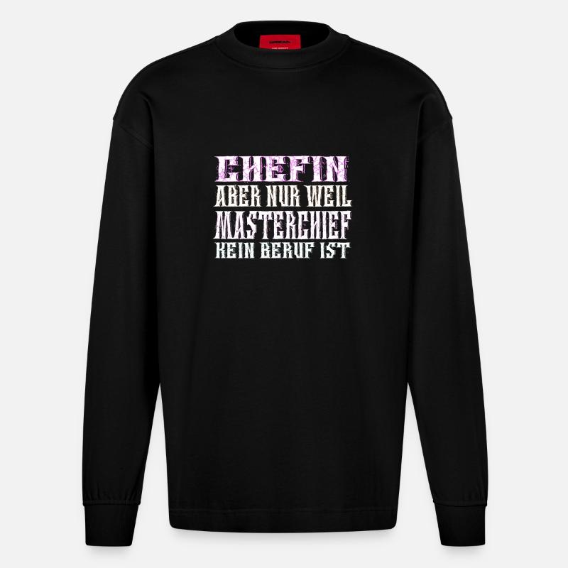 Masterchief Chefin - Heavyweight Oversized Organic Langarmshirt Made in EU - SOLID BLACK