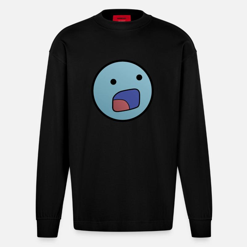 "D:" - Doppelpunkt D (Twitch Emote) - Heavyweight Oversized Organic Langarmshirt Made in EU - SOLID BLACK