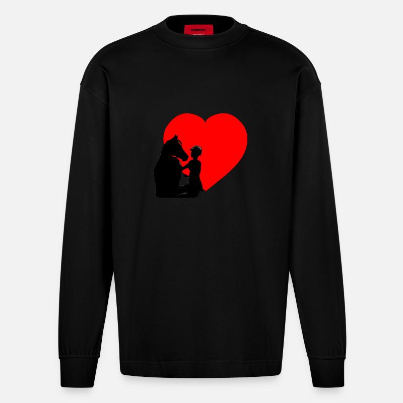 Pferd - Heavyweight Oversized Organic Langarmshirt Made in EU - SOLID BLACK