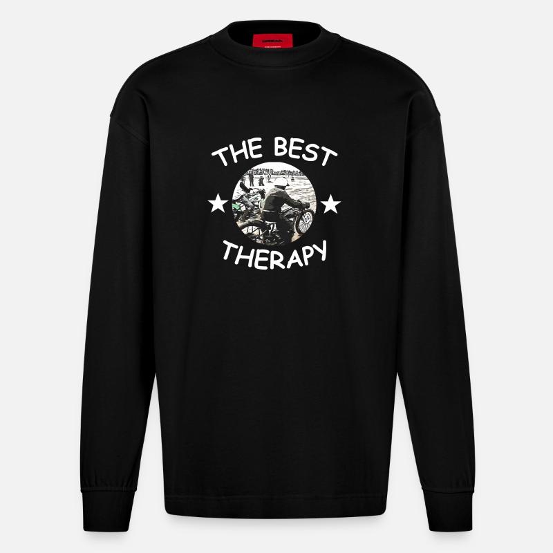 Motorrad - Heavyweight Oversized Organic Langarmshirt Made in EU - SOLID BLACK