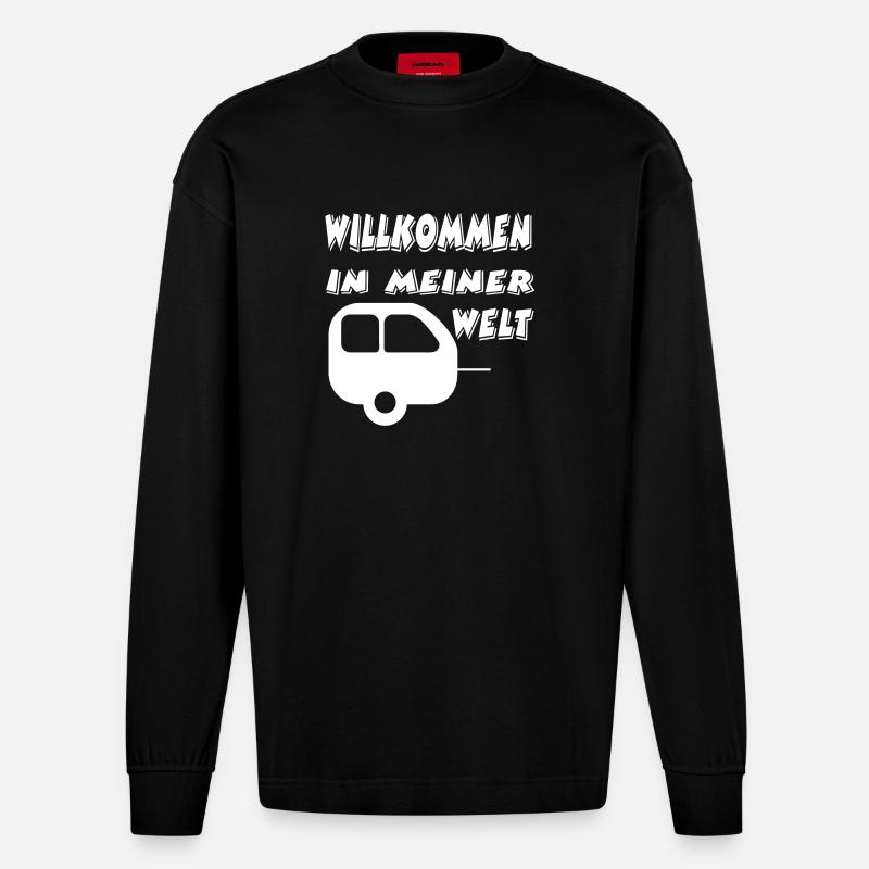 Camping - Heavyweight Oversized Organic Langarmshirt Made in EU - SOLID BLACK