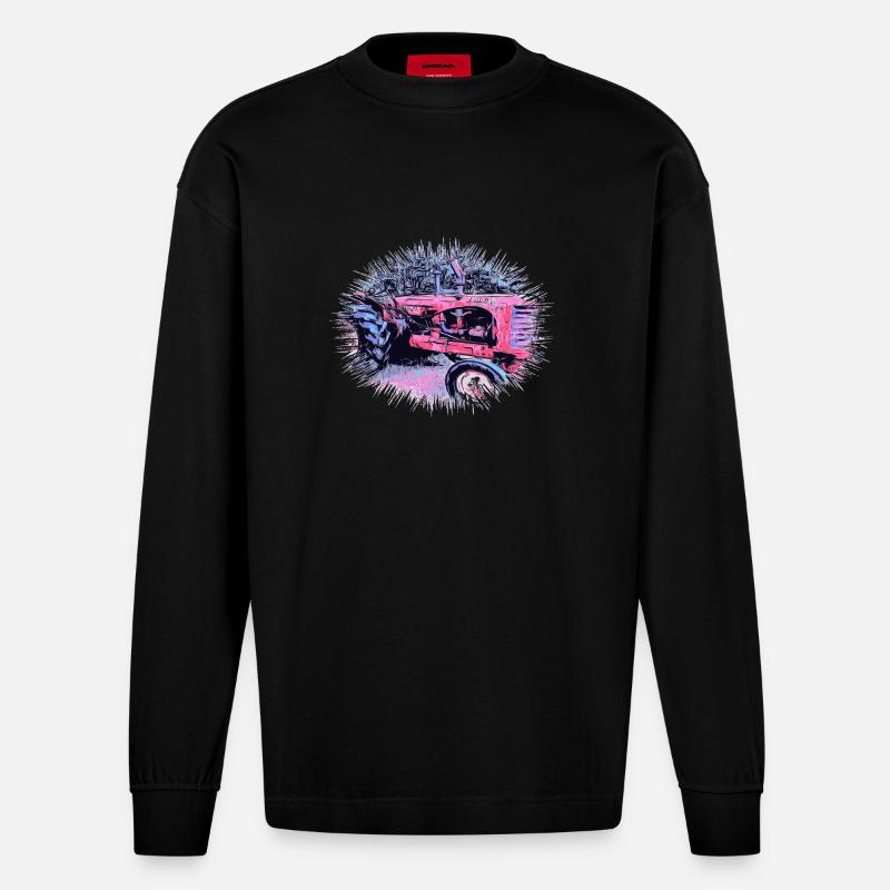 Traktor - Heavyweight Oversized Organic Langarmshirt Made in EU - SOLID BLACK