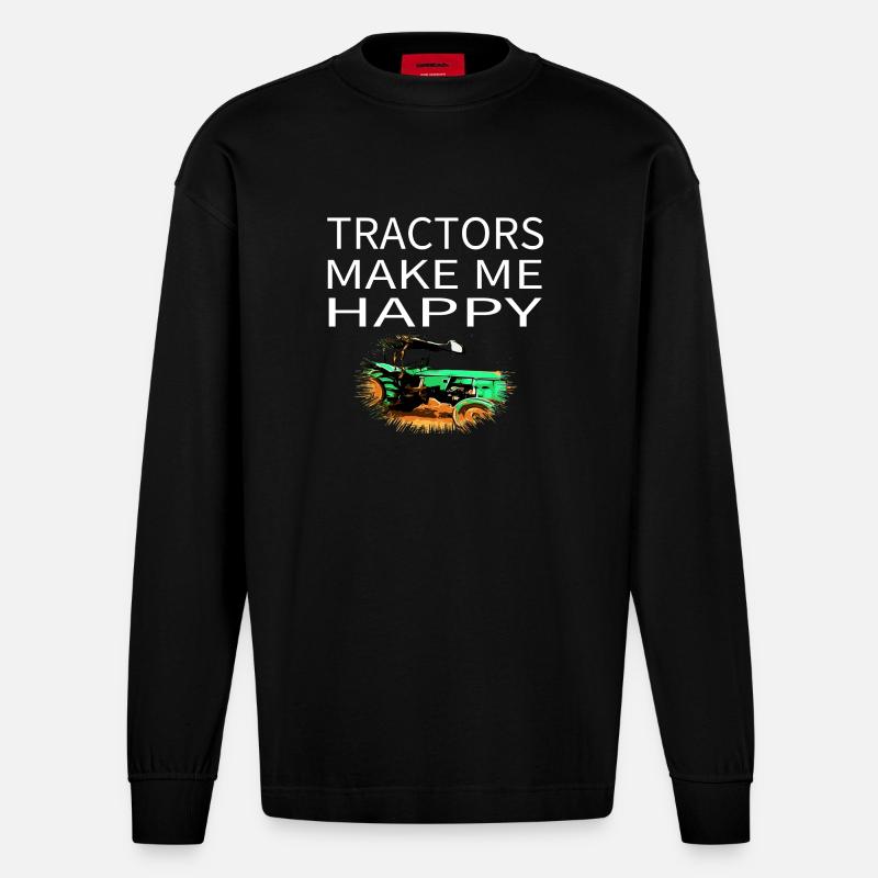 Traktor - Heavyweight Oversized Organic Langarmshirt Made in EU - SOLID BLACK