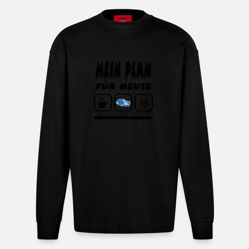 Auto - Heavyweight Oversized Organic Langarmshirt Made in EU - SOLID BLACK
