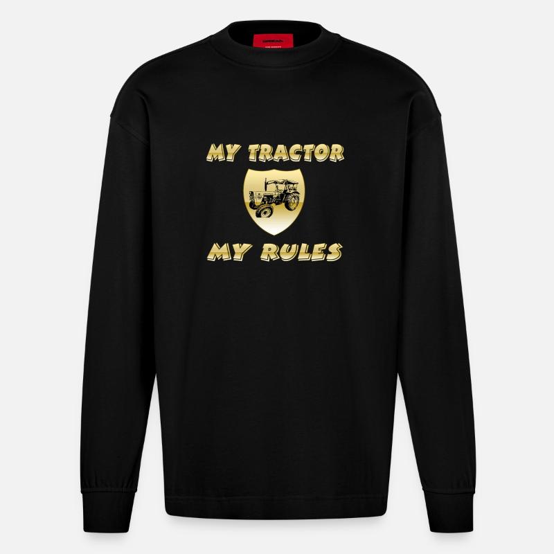 Traktor - Heavyweight Oversized Organic Langarmshirt Made in EU - SOLID BLACK