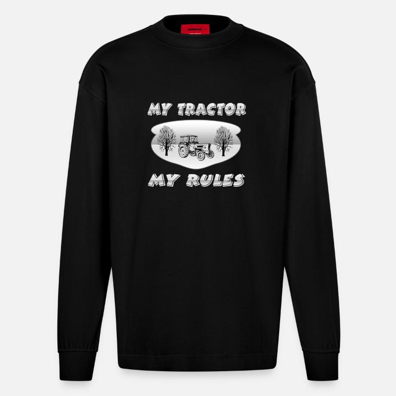 Traktor - Heavyweight Oversized Organic Langarmshirt Made in EU - SOLID BLACK