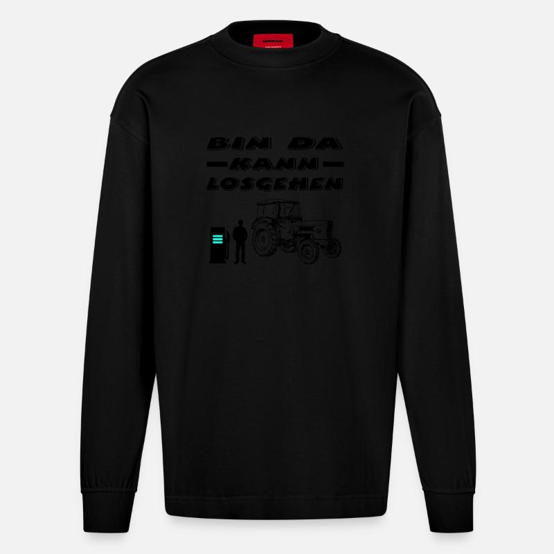 Traktor - Heavyweight Oversized Organic Langarmshirt Made in EU - SOLID BLACK