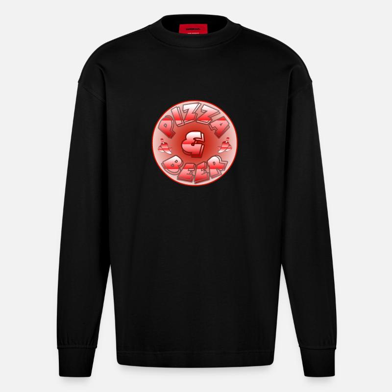 Pizza - Heavyweight Oversized Organic Langarmshirt Made in EU - SOLID BLACK