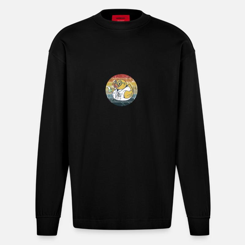 Scientifiques du canard baignant - Manches longues bio épais oversize fabriqué en UE - SOLID BLACK