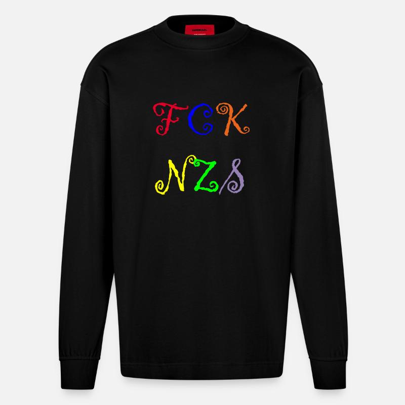 FCK NZS - Heavyweight Oversized Organic Langarmshirt Made in EU - SOLID BLACK