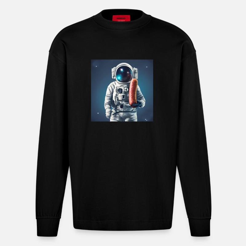 Wurst-Astronaut - Heavyweight Oversized Organic Langarmshirt Made in EU - SOLID BLACK