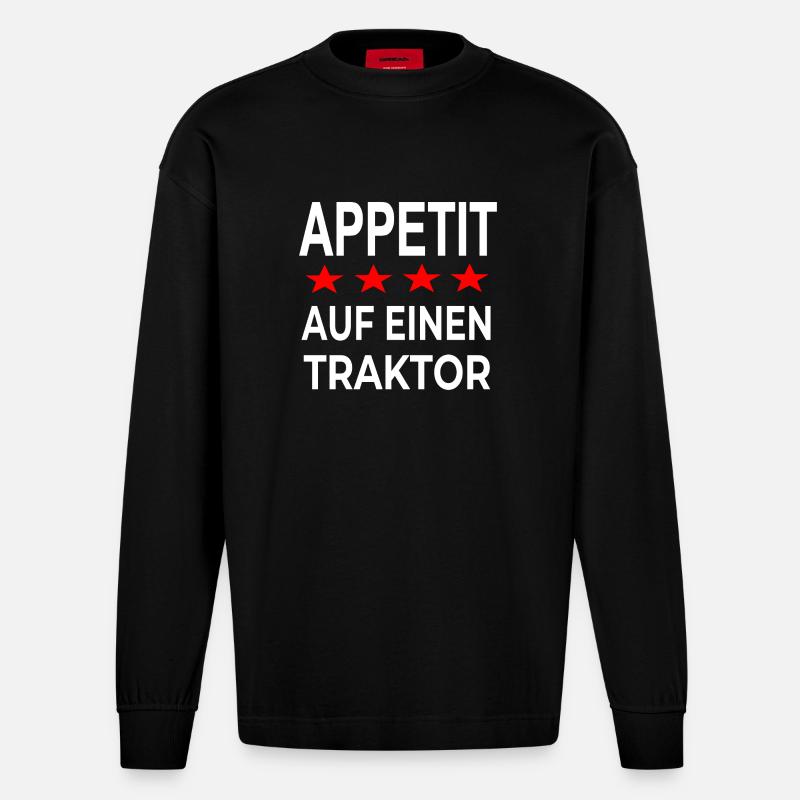 Traktor - Heavyweight Oversized Organic Langarmshirt Made in EU - SOLID BLACK
