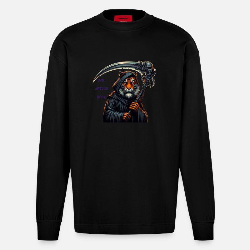 DER NÄCHSTE BITTE 1 - Heavyweight Oversized Organic Langarmshirt Made in EU - SOLID BLACK