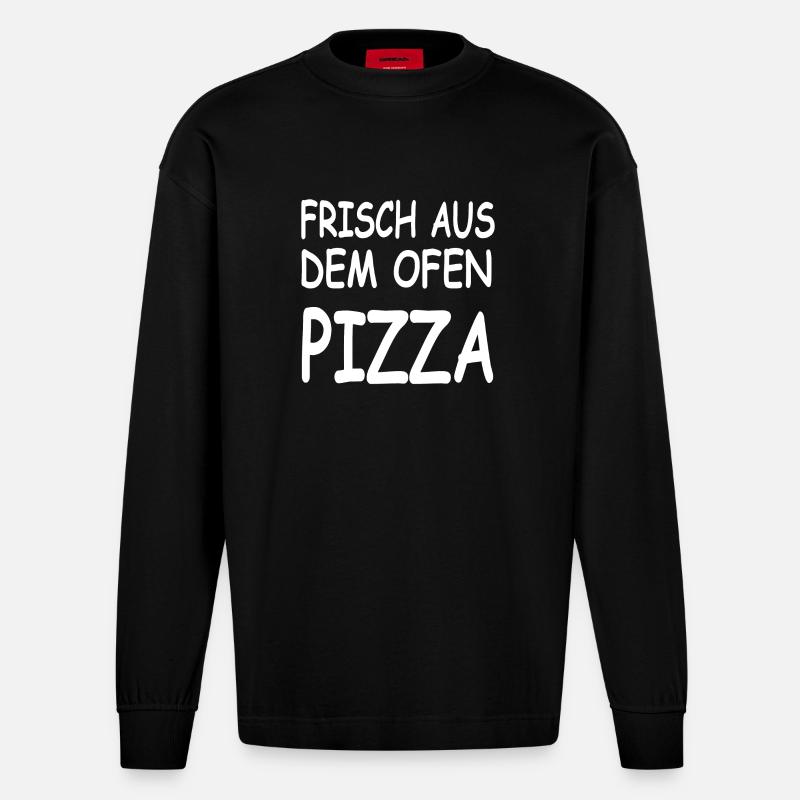 Pizza - Heavyweight Oversized Organic Langarmshirt Made in EU - SOLID BLACK