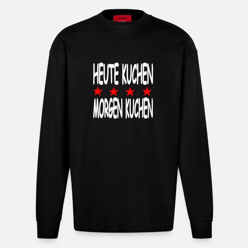 Kuchen - Heavyweight Oversized Organic Langarmshirt Made in EU - SOLID BLACK