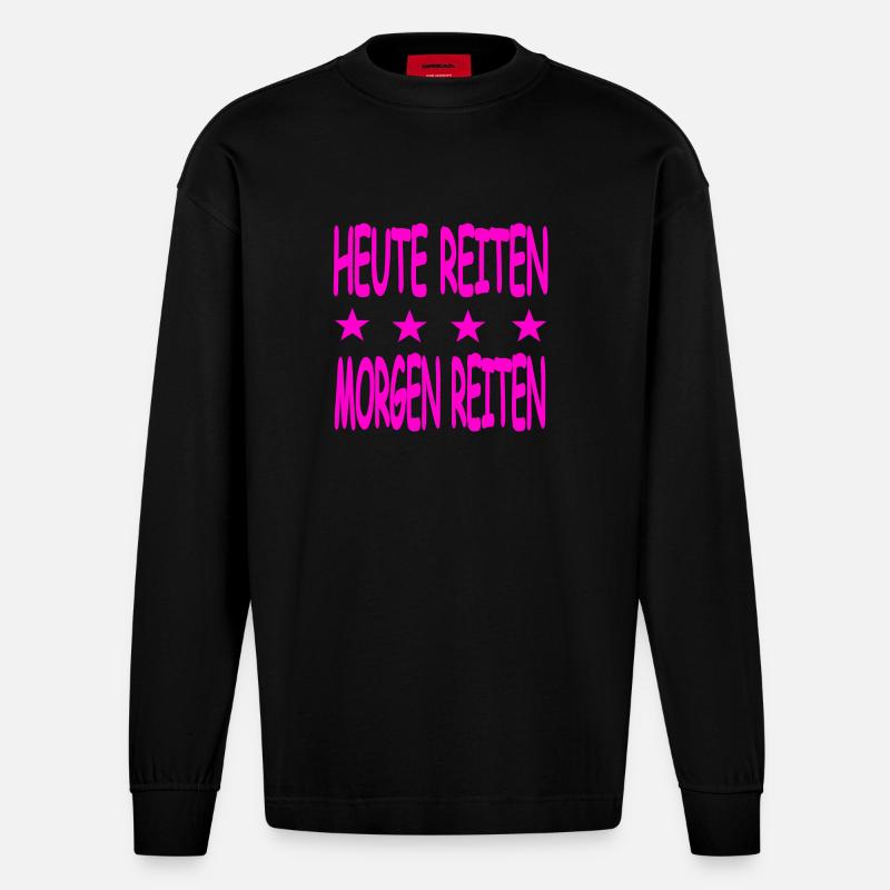 Reiten - Heavyweight Oversized Organic Langarmshirt Made in EU - SOLID BLACK