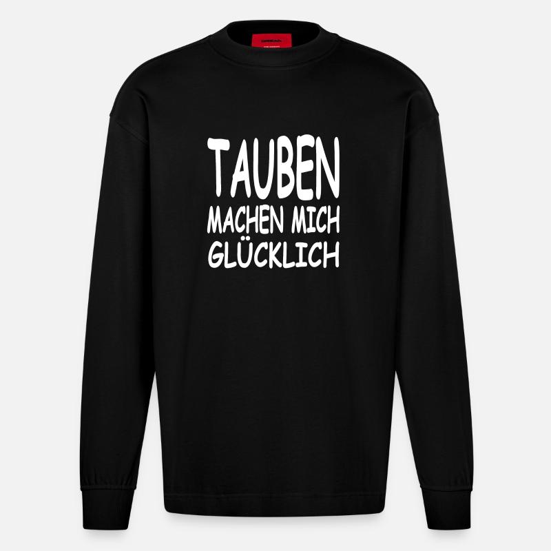 Tauben - Heavyweight Oversized Organic Langarmshirt Made in EU - SOLID BLACK