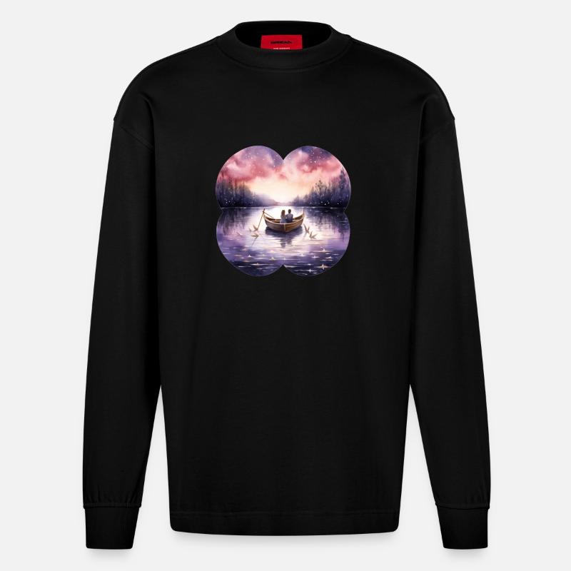 Fairytale Romance - Heavyweight Oversized Organic Langarmshirt Made in EU - SOLID BLACK