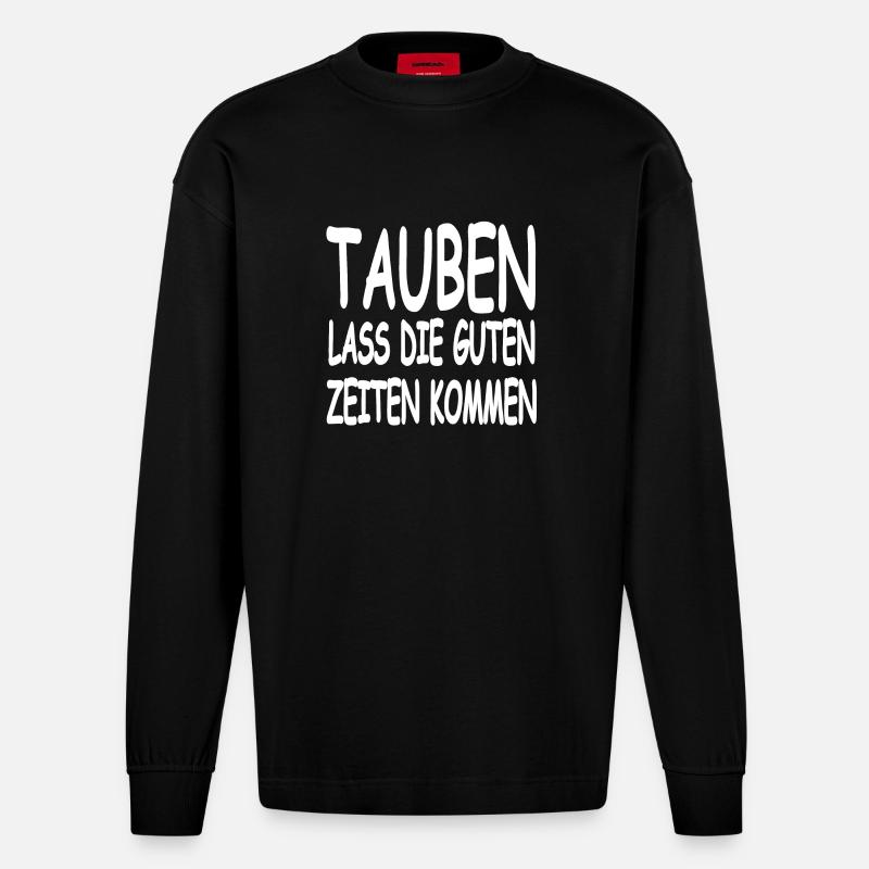 Tauben - Heavyweight Oversized Organic Langarmshirt Made in EU - SOLID BLACK