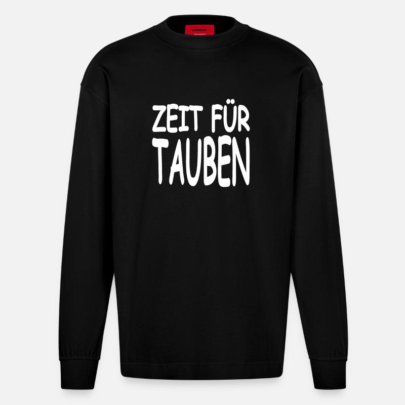 Tauben - Heavyweight Oversized Organic Langarmshirt Made in EU - SOLID BLACK