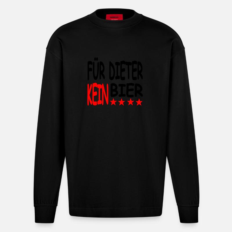 Bier - Heavyweight Oversized Organic Langarmshirt Made in EU - SOLID BLACK