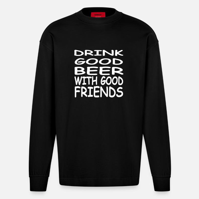 Bier - Heavyweight Oversized Organic Langarmshirt Made in EU - SOLID BLACK
