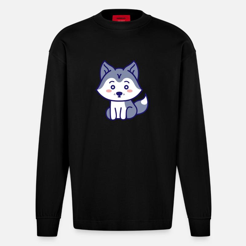 Wolf - Heavyweight Oversized Organic Langarmshirt Made in EU - SOLID BLACK