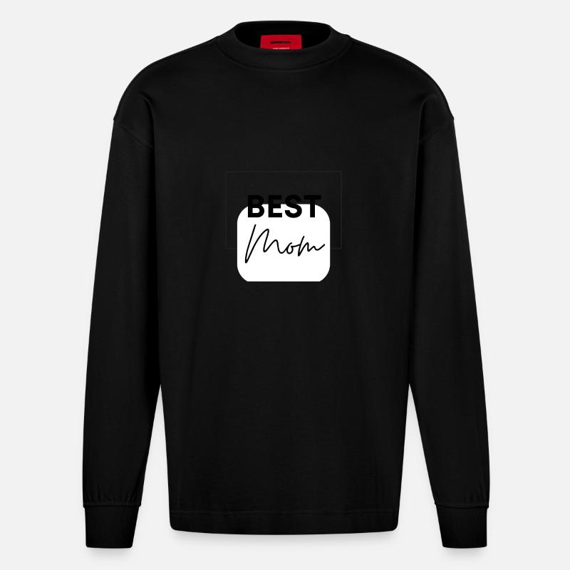 Design - Beste Mama - Heavyweight Oversized Organic Langarmshirt Made in EU - SOLID BLACK