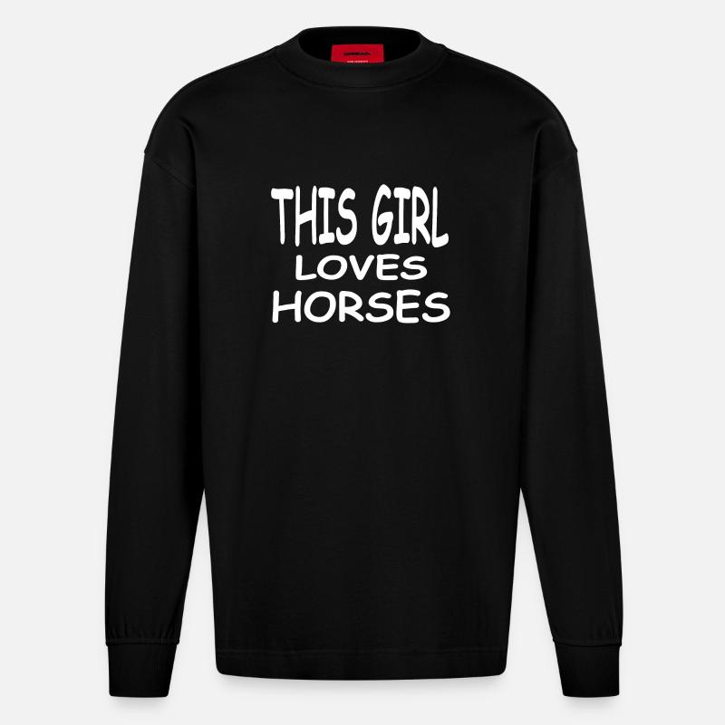 Chevaux - Manches longues bio épais oversize fabriqué en UE - SOLID BLACK