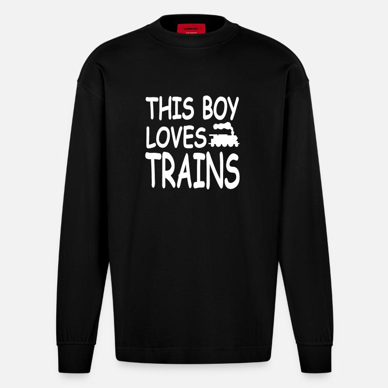 Eisenbahn - Heavyweight Oversized Organic Langarmshirt Made in EU - SOLID BLACK