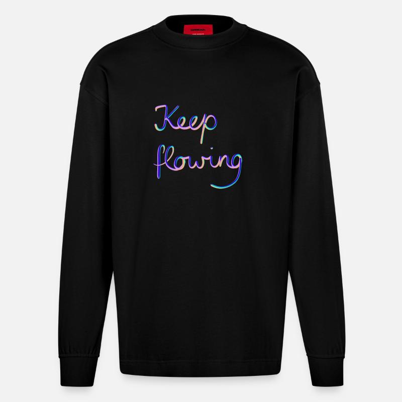 Keep flowing - Heavyweight Oversized Organic Langarmshirt Made in EU - SOLID BLACK