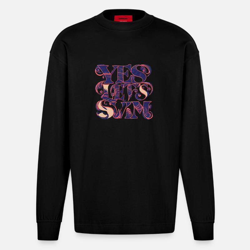 Entdecken Sie Aquatic Paradise! - Heavyweight Oversized Organic Langarmshirt Made in EU - SOLID BLACK
