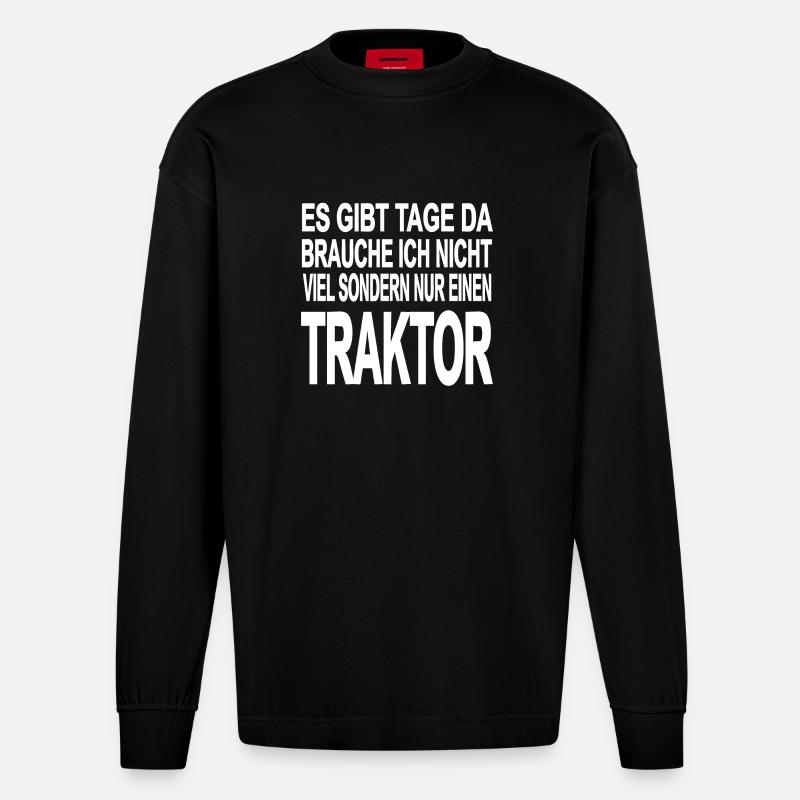 Traktor - Heavyweight Oversized Organic Langarmshirt Made in EU - SOLID BLACK