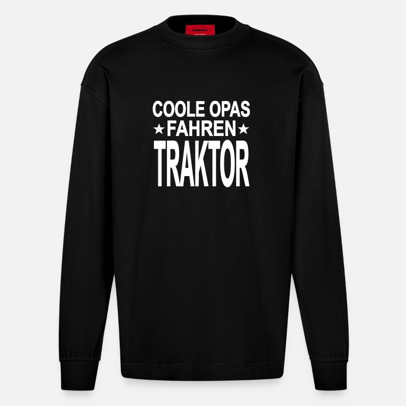 Traktor - Heavyweight Oversized Organic Langarmshirt Made in EU - SOLID BLACK