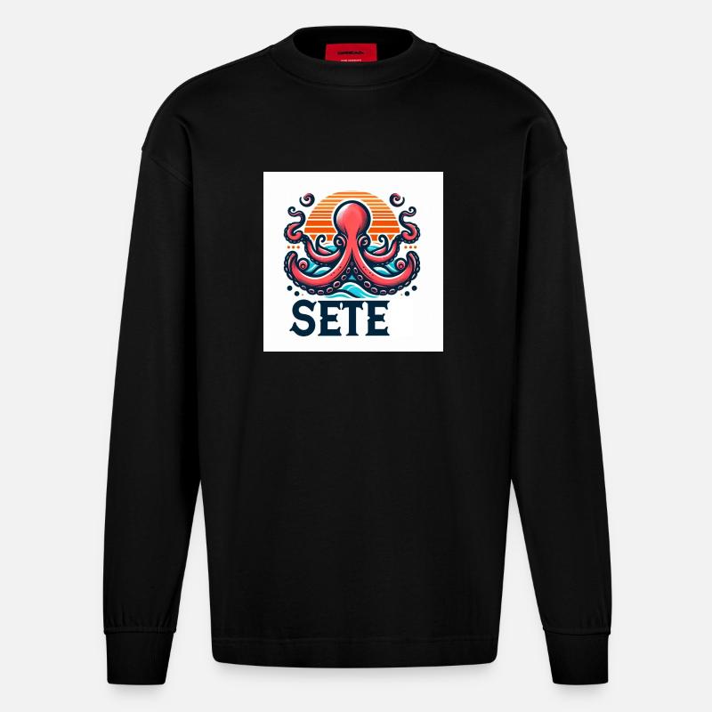 sete - Heavyweight Oversized Organic Langarmshirt Made in EU - SOLID BLACK