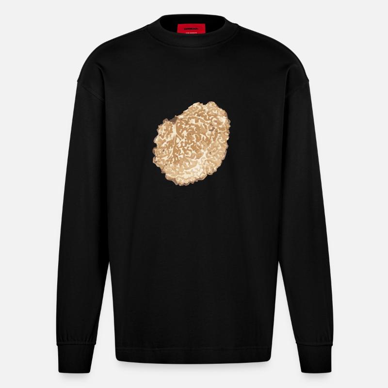 Trüffel Scheibe Pilz - Heavyweight Oversized Organic Langarmshirt Made in EU - SOLID BLACK