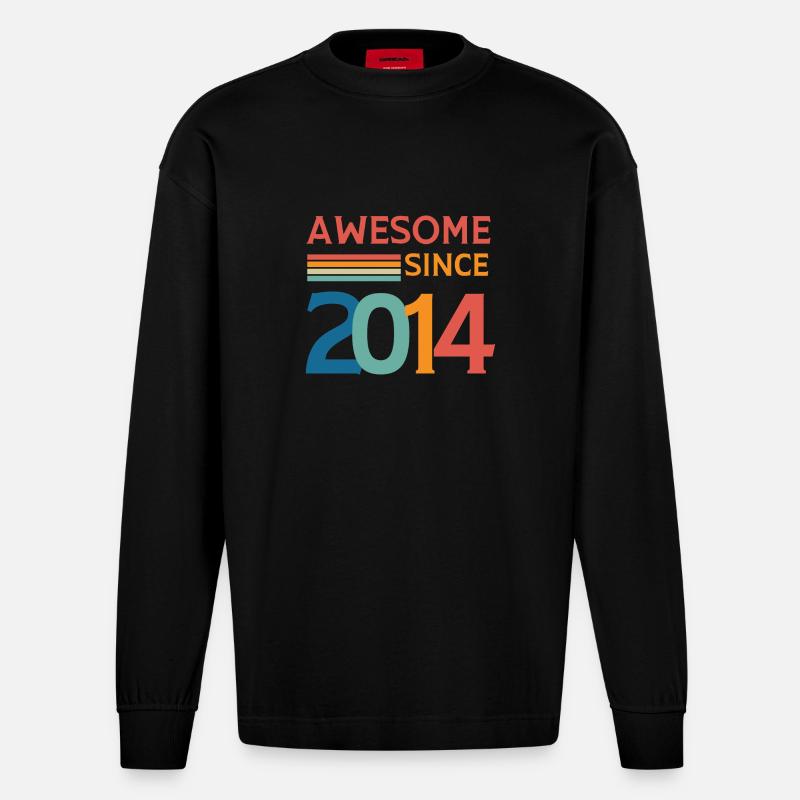 Awesome since 2014 - Manches longues bio épais oversize fabriqué en UE - SOLID BLACK
