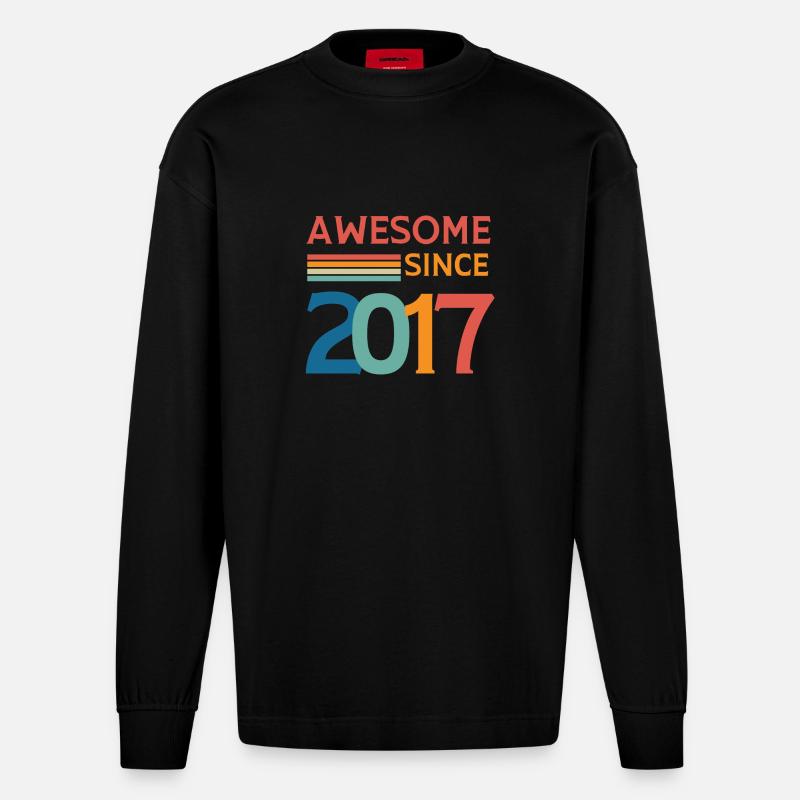 Awesome since 2017 - Manches longues bio épais oversize fabriqué en UE - SOLID BLACK