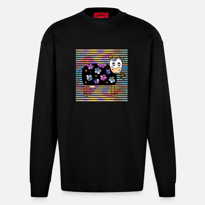 Vache - Manches longues bio épais oversize fabriqué en UE - SOLID BLACK
