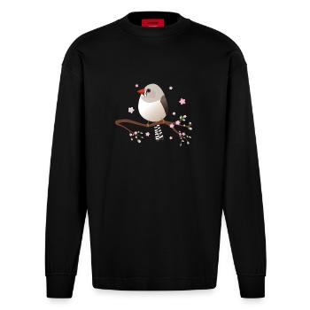 Mignon pinson zébré bulbeux - Manches longues bio épais oversize fabriqué en UE - SOLID BLACK - Devant