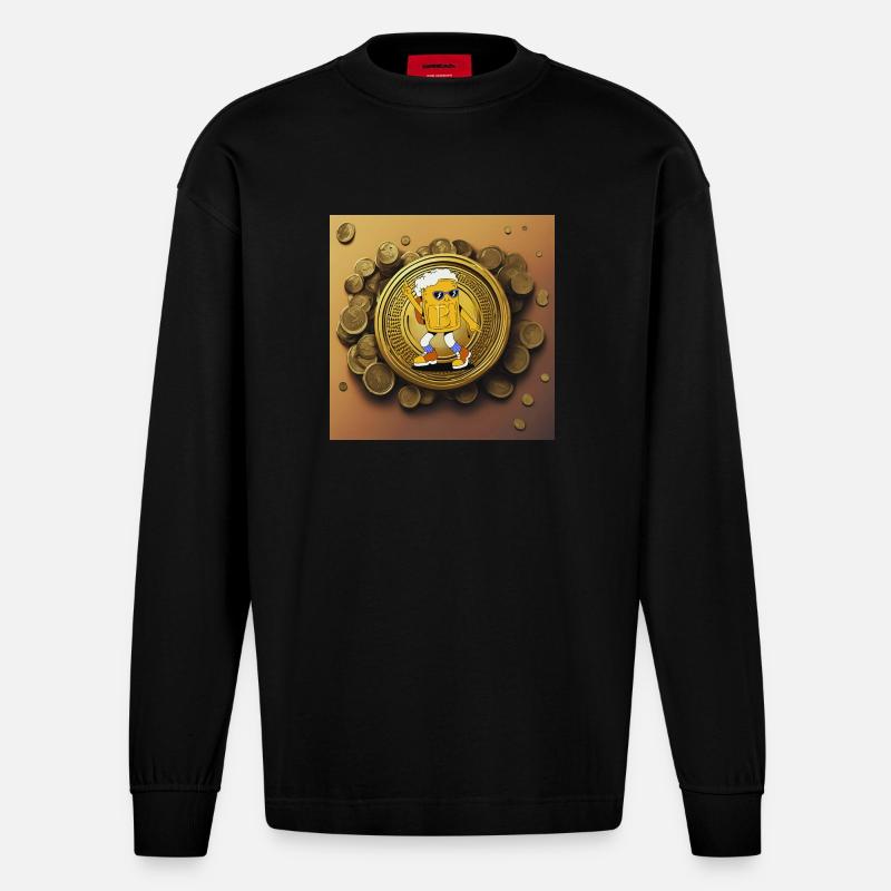 Dancing Beerman - Heavyweight Oversized Organic Langarmshirt Made in EU - SOLID BLACK
