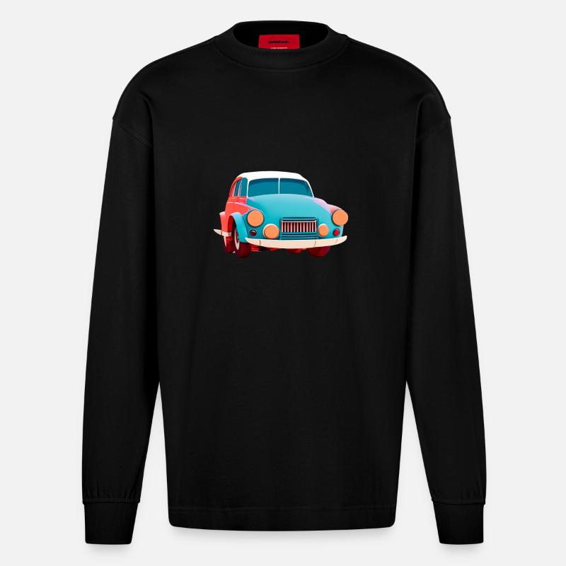 altes Abstraktes Auto - Heavyweight Oversized Organic Langarmshirt Made in EU - SOLID BLACK