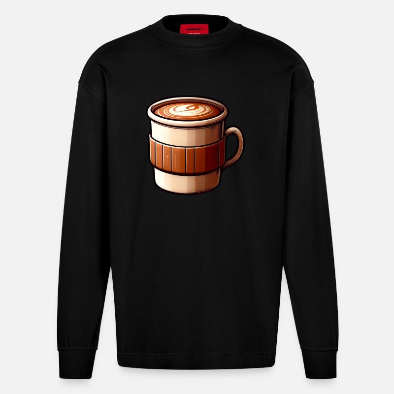 Kaffeetasse - Heavyweight Oversized Organic Langarmshirt Made in EU - SOLID BLACK