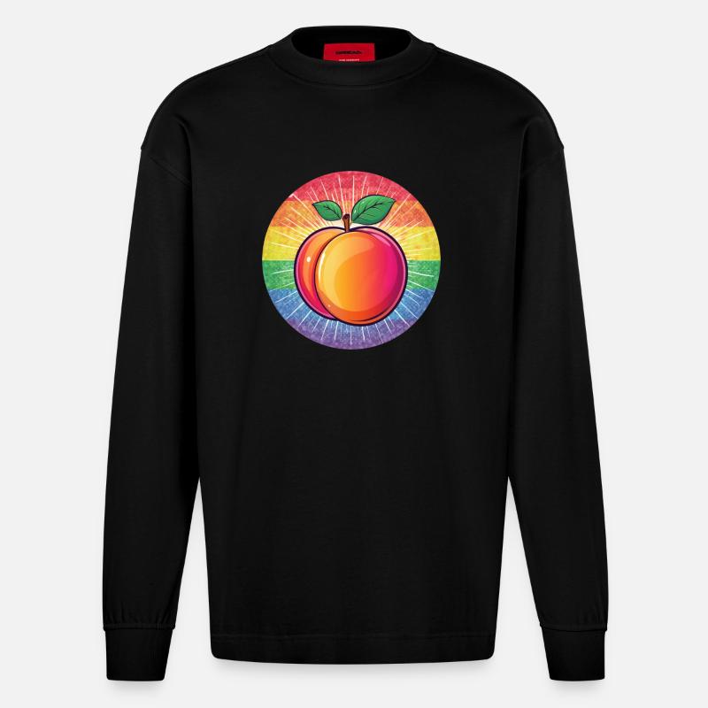 LGBTQ Pfirsich - Heavyweight Oversized Organic Langarmshirt Made in EU - SOLID BLACK