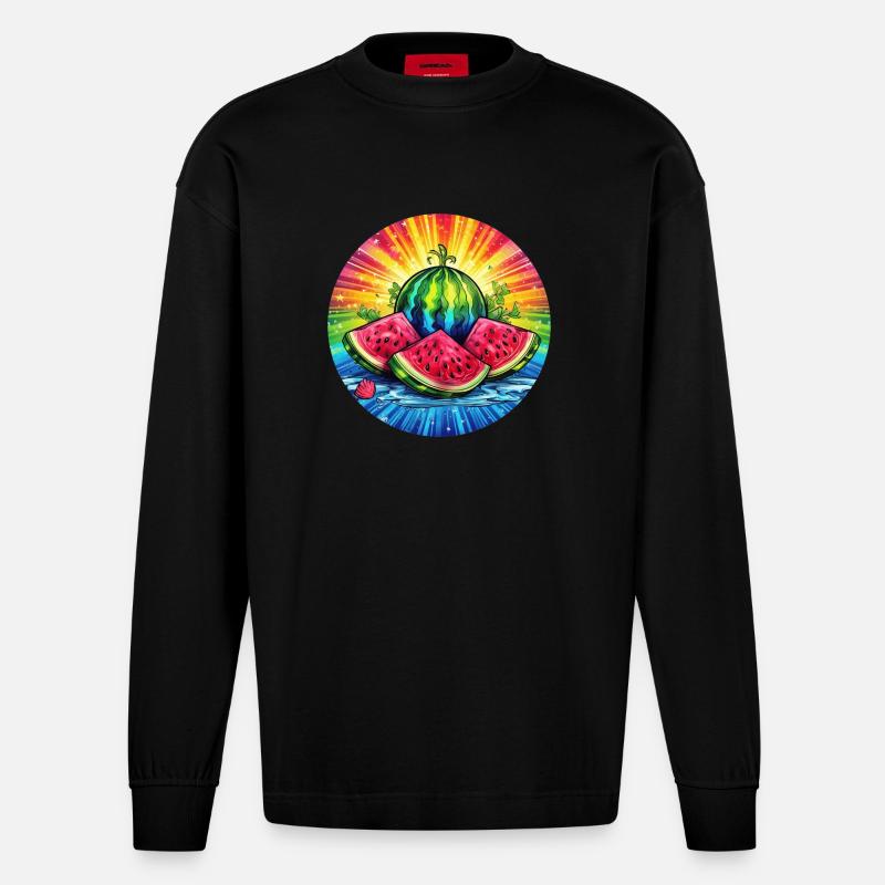 LGBTQ Melone - Heavyweight Oversized Organic Langarmshirt Made in EU - SOLID BLACK
