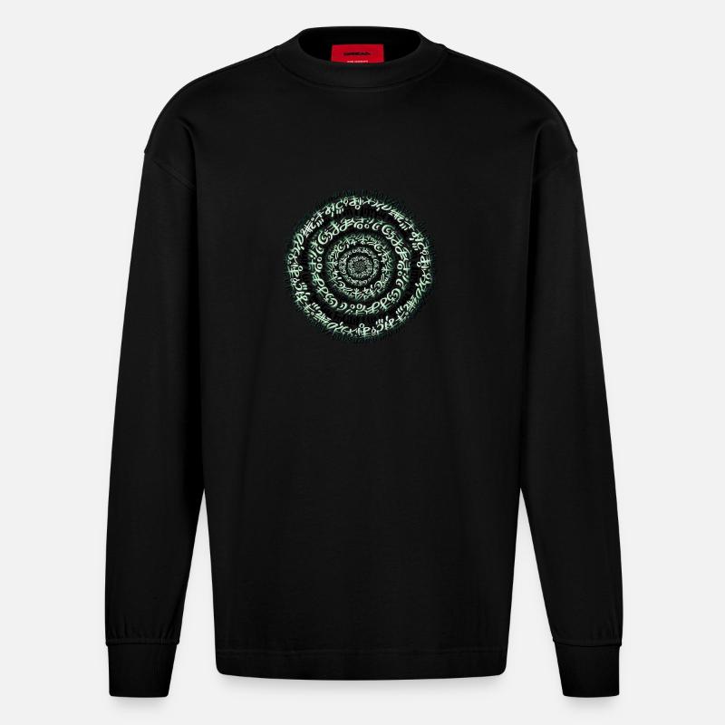 Magischer Kreis - Heavyweight Oversized Organic Langarmshirt Made in EU - SOLID BLACK