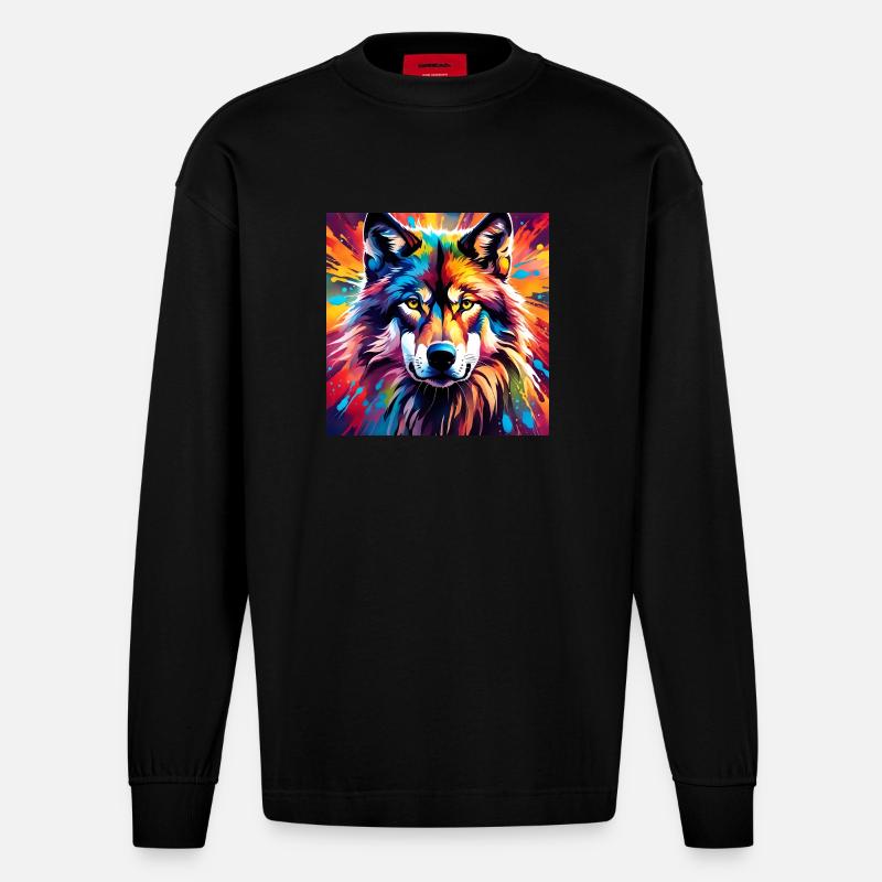 Wolf 1 - Heavyweight Oversized Organic Langarmshirt Made in EU - SOLID BLACK