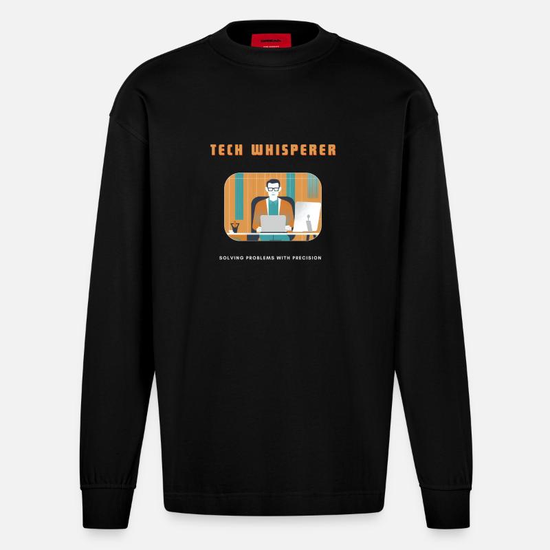 Tech Whisperer Solving Problems - Heavyweight Oversized Organic Langarmshirt Made in EU - SOLID BLACK