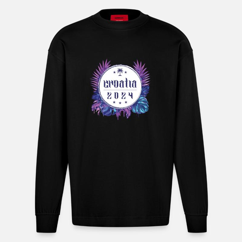 Croatia 2024 - Heavyweight Oversized Organic Langarmshirt Made in EU - SOLID BLACK