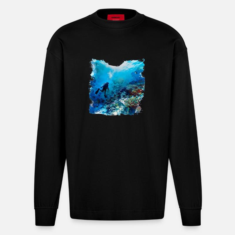 S’immerger dans un monde étranger - Manches longues bio épais oversize fabriqué en UE - SOLID BLACK